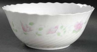 Arcopal Florentine 9 Round Vegetable Bowl, Fine China Dinnerware   Pink Flowers