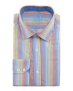 Bright Stripe Long Sleeve Dress Shirt, Multicolor