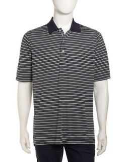 Striped Performance Golf Shirt, Navy