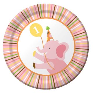Sweet Safari Pink 1st Birthday Dessert Plates