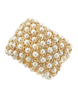 Pearly Bead Golden Twist Bracelet
