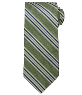 Signature Navy/White Trapped Stripe Long Tie JoS. A. Bank