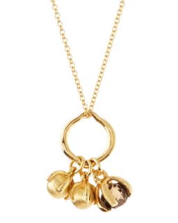 18K Brushed Gold & Smoky Quartz Charm Necklace