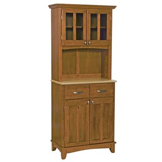 Cottage Oak Hutch Buffet With Wood Top