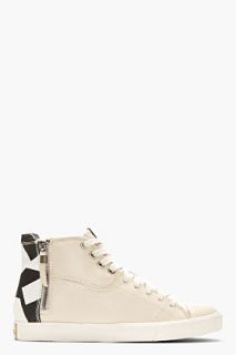 Diesel Ivory Leather D_zippy High_top Sneakers