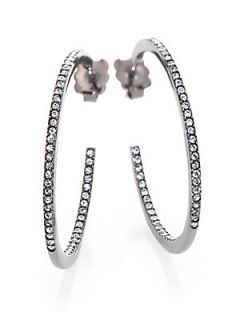 Adriana Orsini Pave Crystal Gunmetal Inside Outside Hoop Earrings/1.25   Silver