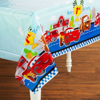 1st Birthday Cars Plastic Tablecover