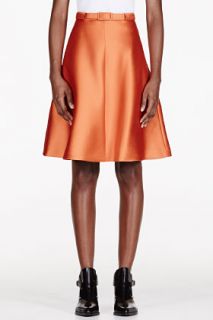 Carven Orange Belted A_line Skirt