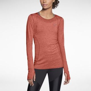 Nike Dri FIT Knit Long Sleeve Womens Running Shirt   Turf Orange