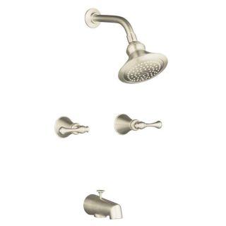 Kohler K 16213 4a bn Vibrant Brushed Nickel Revival Bath And Shower Faucet With Traditional Lever Handles And Standard Showerarm