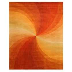 Hand tufted Swirl Red Wool Rug (89 X 119)