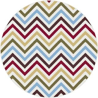 Metro 1015 Mutlicolored Contemporary Area Rug (53 Round) (MultiSecondary Colors Red, brown, white, yellow, green, bluePattern ChevronTip We recommend the use of a non skid pad to keep the rug in place on smooth surfaces.All rug sizes are approximate. D