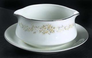 Fine China of Japan Lady Carolyn Gravy Boat with Attached Underplate, Fine China