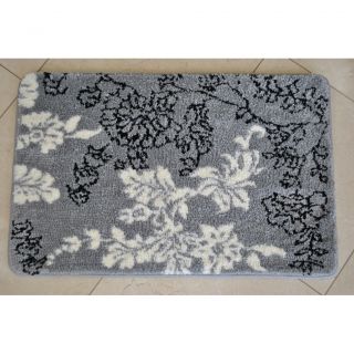 Memory Foam Grey/ White Floral 20 X 32 Bath Mat