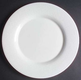 Gibson Designs Linen Dinner Plate, Fine China Dinnerware   Elite, All White, Emb