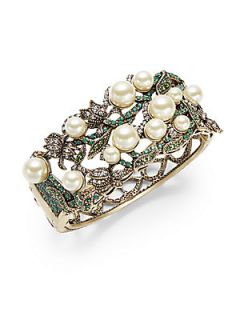 New Lily Of The Valley Cuff Bracelet   Green Pearl