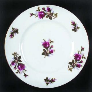 Mino Jubilee Dinner Plate, Fine China Dinnerware   Pink/White Moss Roses Rim & C