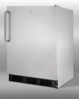 Summit Refrigeration Built In Refrigerator w/ Lock, Auto Defrost & Sealed Back, Stainless, 5.5 cu ft
