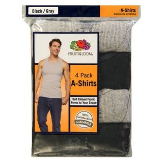 Fruit of the Loom Mens A Shirts 4 Pack   Black/Grey M