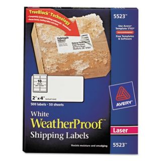Avery Labels White Weatherproof Laser Shipping Labels, 2 x 4, White (5523)