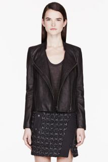 Helmut Lang Black Pebbled Leather Wither Jacket