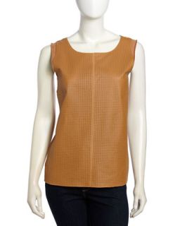Leather Front Sleeveless Top, Ginger