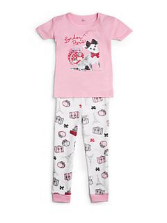 Toddlers & Little Girls Paris Puppy 2 Piece Pajama Set   Pink
