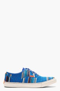 Paul Smith Jeans Blue Embroidered Stripe Sneakers