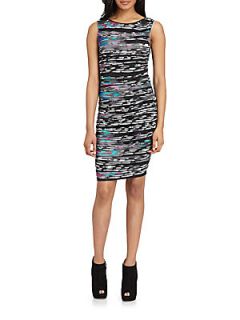 Printed/Ruched Jersey Dress   Aztec Print