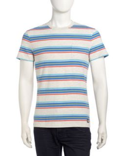 Villy Striped Pocket Tee, Optic Mix