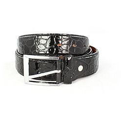 Faddism Mens Corcodile Texture Black Belt (small) (Leather Closure Single prong buckle Hardware Silvertone Available size Small Approximate width 1.5 inches Approximate length 30 to 32 inches Measurement taken from a size SmallAll measurements are a