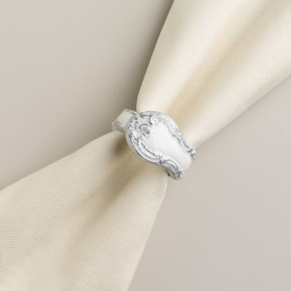 White Enamel Napkin Rings, Set of 4   World Market