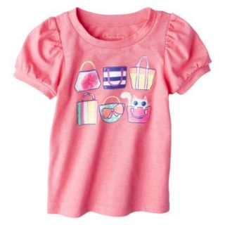Cherokee Infant Toddler Girls Puff Sleeve Beach Bag Tee   Fruit Punch Pink 12 M