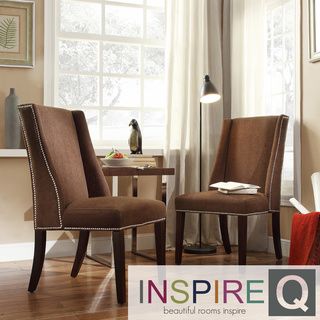 Inspire Q Regency Chocolate Chenille Nailhead Wingback Hostess Chairs (set Of 2)