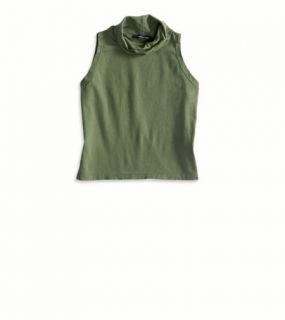 Olive Sleeveless Turtleneck Made In Italy By AEO, Womens One Size