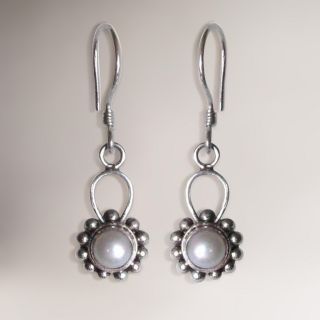 Novica Silver Moonlight Pearl Dangle Earrings   World Market