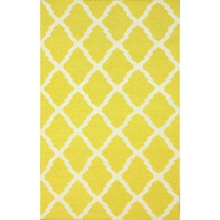 Nuloom Moroccan Trellis Flatweave Kilim Yellow Wool Rug (5 X 8)