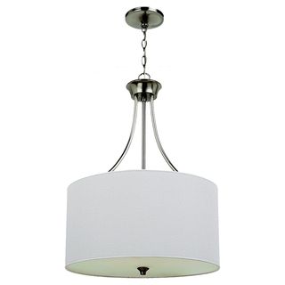Stirling Brushed Nickel 3 light Pendant And White Linen Shade