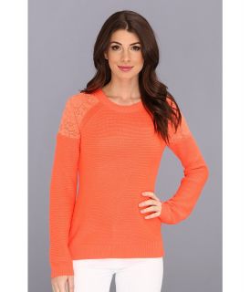 Yumi Lace Neon Sweater Womens Sweater (Orange)