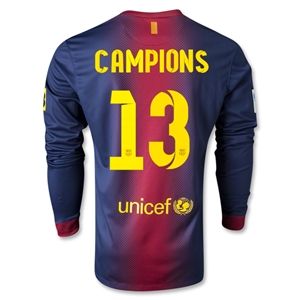 Nike Barcelona 12/13 CAMPIONS LS Home Soccer Jersey