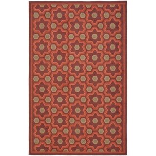 Martha Stewart Puzzle Chocolate Cosmos Brown Wool Rug (8 6 X 11 6)