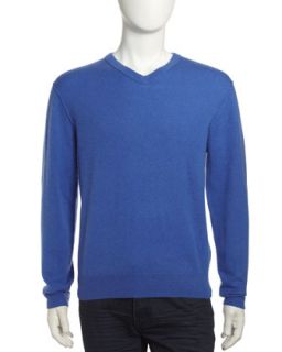 Cashmere Reverse Seam Sweater, Blue Look