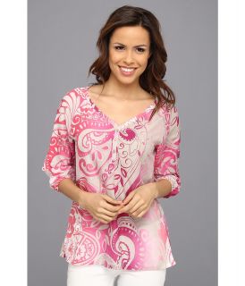 Tommy Bahama Paisley Tied Top Womens Blouse (Pink)