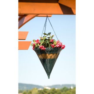Resin Wicker Cone Hanging Basket White   78301