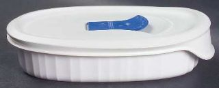 Corning French White (Bakeware) Oval Individual Casserole & Vented Plastic Lid,