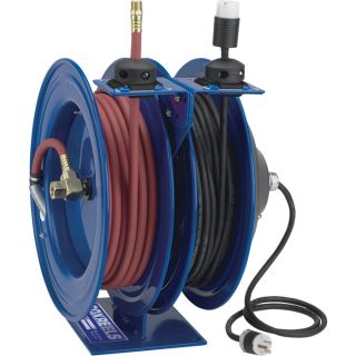 Coxreels Combo Air and Electric Hose Reel with Fluorescent Angle Light, Model C 