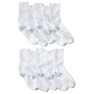 Hanes Premium Mens Extended Sized 10Pk Crew Socks   White
