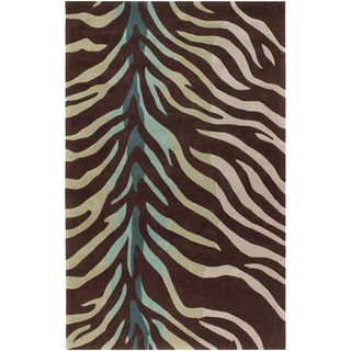Hand tufted Brown/blue Zebra Animal Print Pomona Rug (2 X 3)
