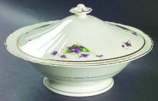 Syracuse Violets Round Covered Vegetable, Fine China Dinnerware   Federal, Viole