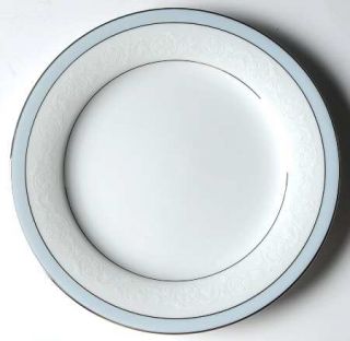 Noritake Brandon Salad Plate, Fine China Dinnerware   Blue Band, White Flowers &